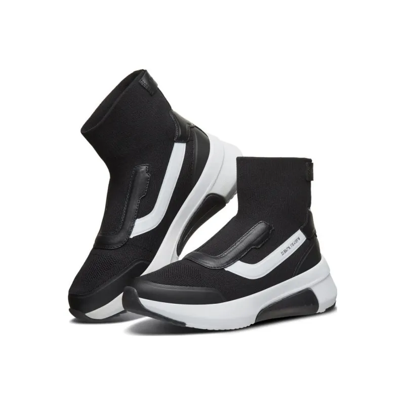 Skechers MARK NASON Anti-Slip And Wear-Resistant Breathable High-Top Sports Casual Shoes Women's Black White-2
