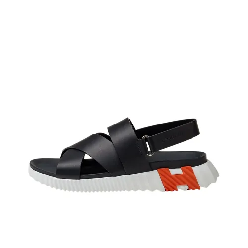 HERMES Electric Strap Sandals Men's Black