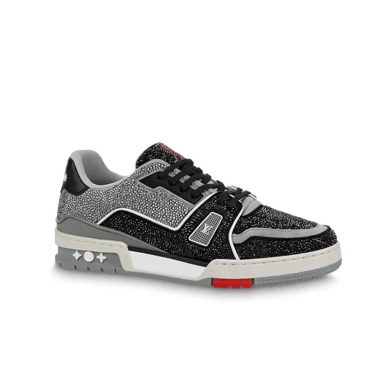 LOUIS VUITTON Trainer Sneakers 'Grey Black Crystals'-1