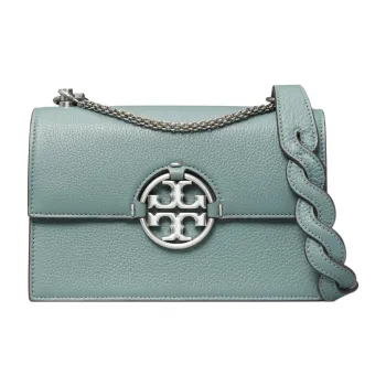 TORY BURCH Miller Litchi Grain Leather Crossbody One Shoulder Handbag Trumpets Women's Polar Green