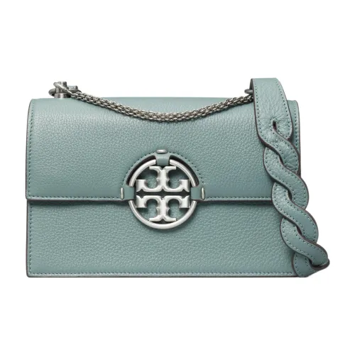 TORY BURCH Miller Litchi Grain Leather Crossbody One Shoulder Handbag Trumpets Women's Polar Green
