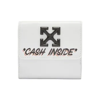 OFF WHITE Calfskin Card Holder Wallet Women's White