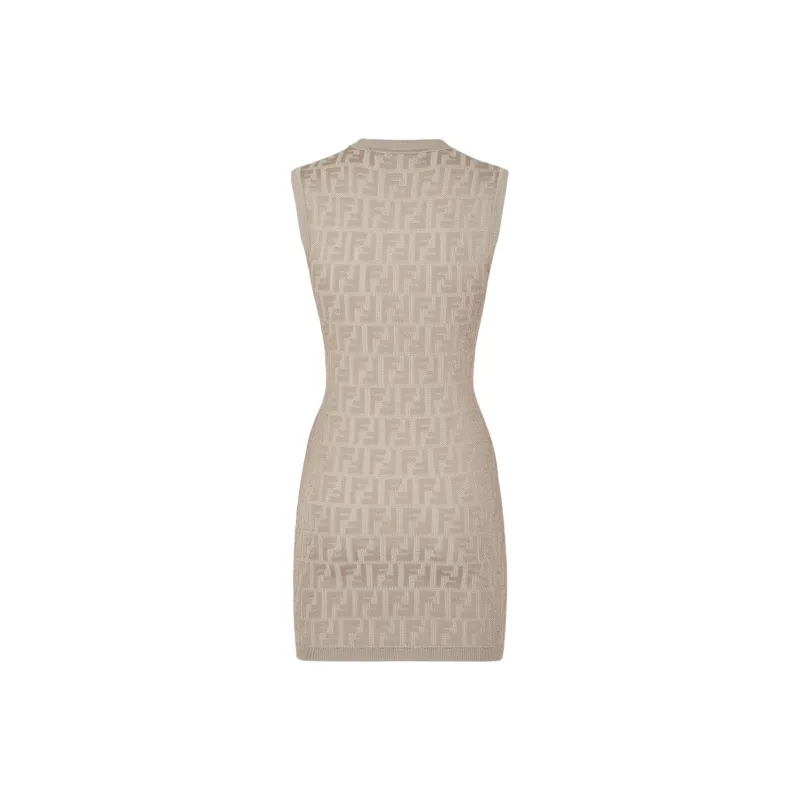 FENDI FW22 Sleeveless Dress Women's Beige-1