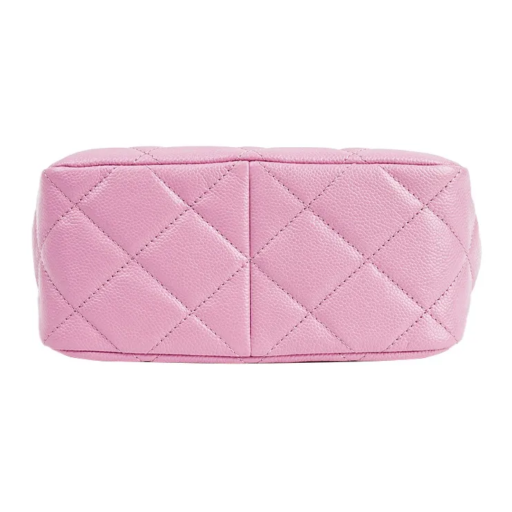 CHANEL Gold Metal Lambskin Hobo Bag, Portable Crossbody Bag, Shoulder Bag Women's Pink-3