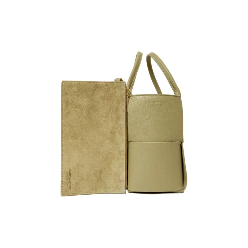 Bottega Veneta ARCO Grained Calfskin Tote Bag Shopping Bag Handbag Small Size Women's Brown Green-4