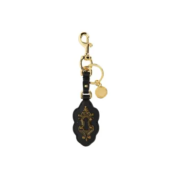 MOSCHINO Calfskin Keychain Pendant Bag Accessory Women's Black