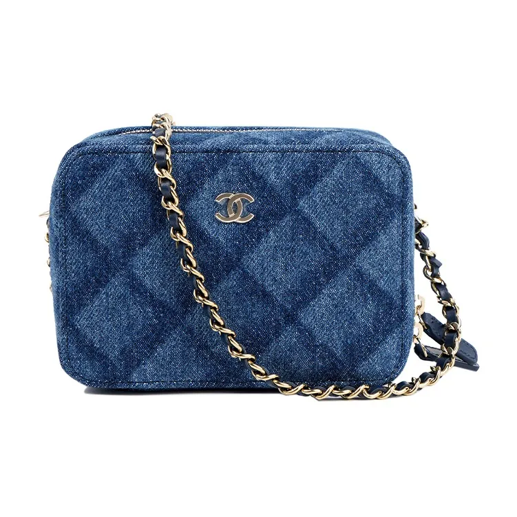 CHANEL 22BFW Denim One Shoulder Crossbody Clutch Women's Dark Blue-1