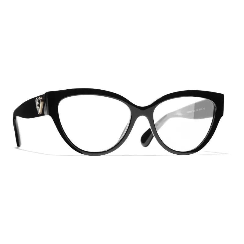 CHANEL Plate Frame Cat Eye Eyeglass Frames Women's Black-1