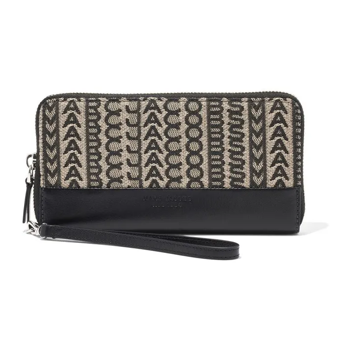 MARC JACOBS Monogram Cotton Wallet Women's Black Gray Color-3