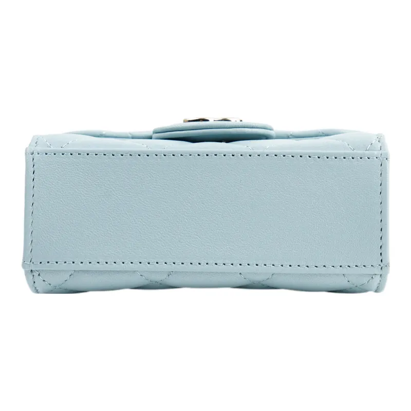 CHANEL Sheepskin And Gold Metal Handbag Women's Light Blue Baby Blue-3