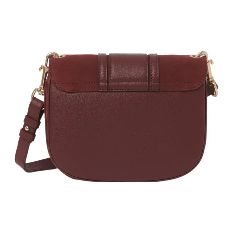 See By Chloe Hana Grain Cow Leather With Suede Saddle Bag, Crossbody Bag, Shoulder Bag Women's Burgundy-1