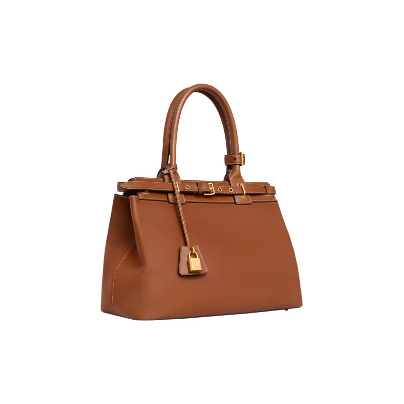 CELINE Natural Calfskin Handbag Women's Tawny Brown-2