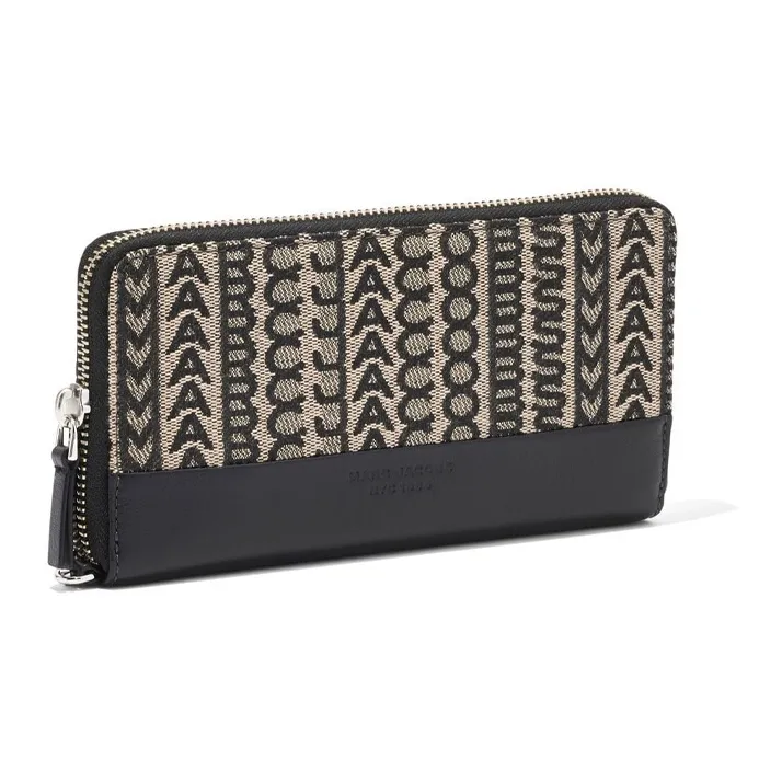 MARC JACOBS Monogram Cotton Wallet Women's Black Gray Color-2