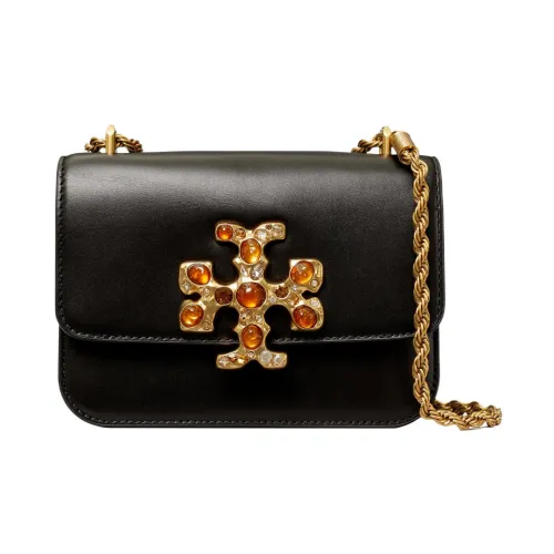 TORY BURCH Eleanor Leather Suede Trim Portable Crossbody Bag Shoulder Bag Women's Black