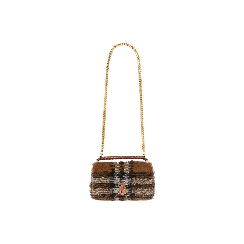 Burberry Lola Lola Bag Cow Leather Shoulder Bag Crossbody Bag Small Size Women's Dark Birch Brown-2
