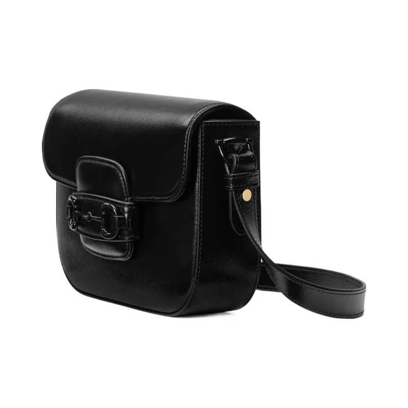 GUCCI Horsebit 1955 Leather Crossbody Bag, Shoulder Bag Women's Black-1