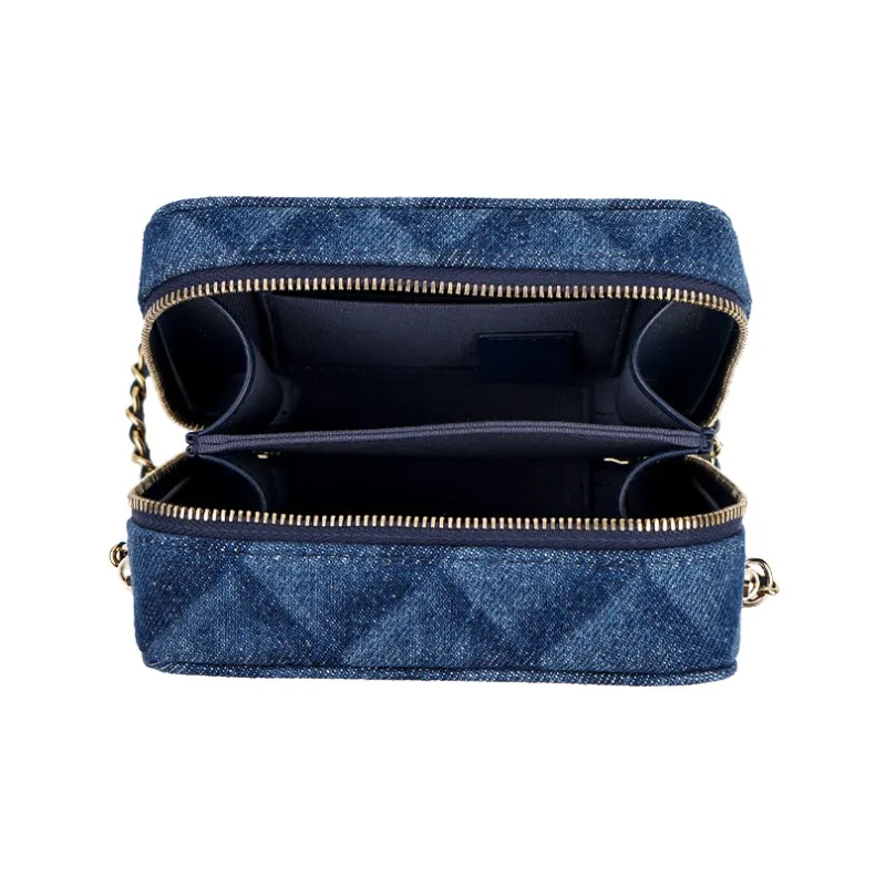 CHANEL 22BFW Denim One Shoulder Crossbody Clutch Women's Dark Blue-5