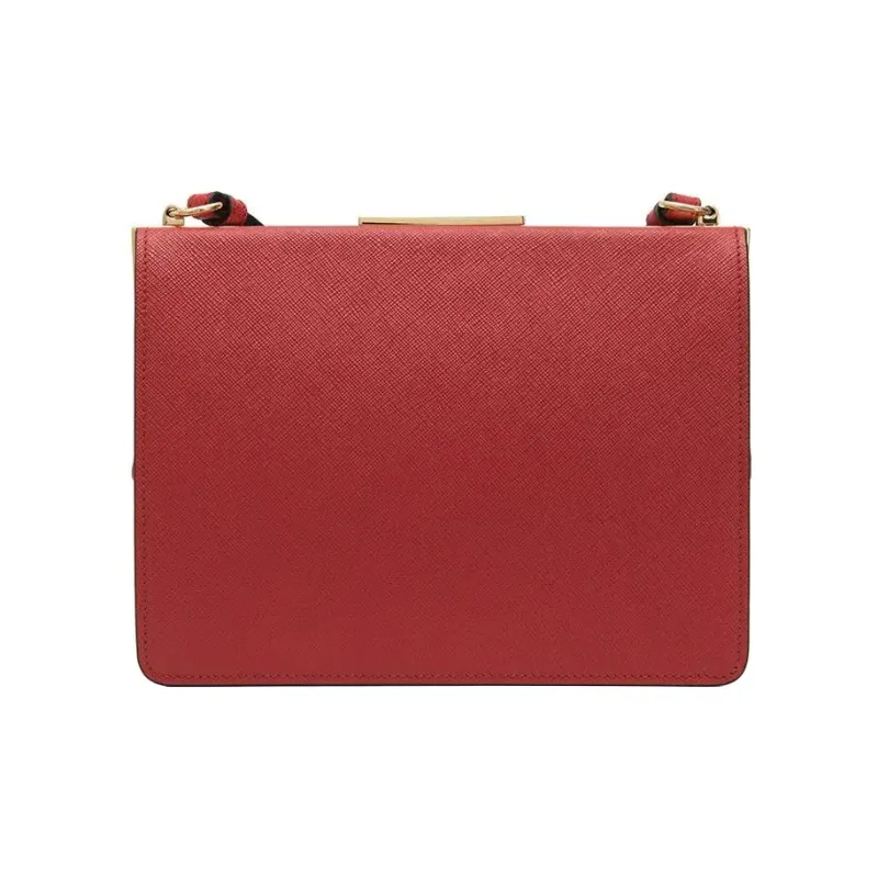 PRADA Cross Grain Cow Leather Crossbody Bags Shoulder Bags Medium Size Women's Red-1