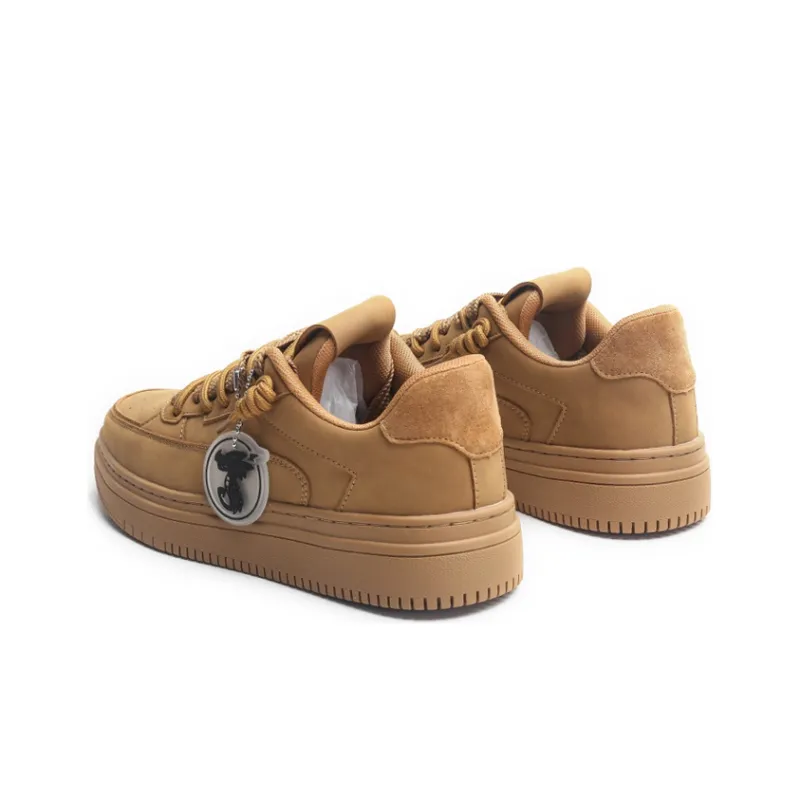 Jifffly Anti Slip Wear Resistant Low Top Skateboard Shoes Unisex Wheat-4