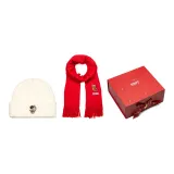 White+Christmas Socks+Red Scarf