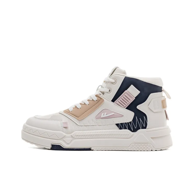 Warrior Wing Series Slip Resistant Water Resistant High Top Skateboard Shoes Men's Beige Blue Pink-0