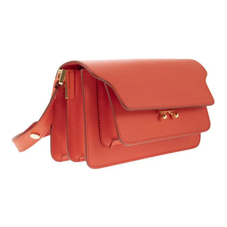 MARNI Trunk Calfskin Crossbody Bag, Shoulder Bag Women's Orange-1