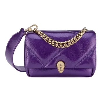 BVLGARI Serpenti Cabochon Calfskin Shoulder Bag, Crossbody Bag Mini Women's Purple