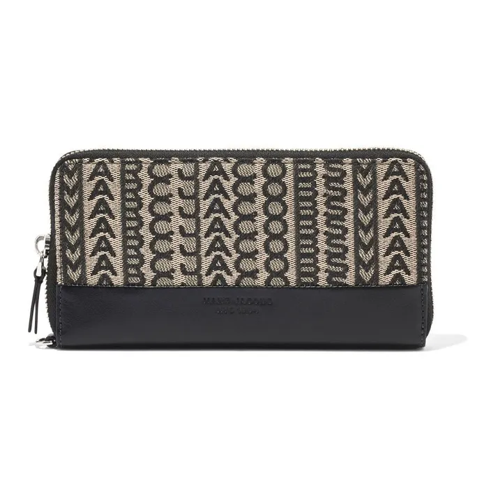 MARC JACOBS Monogram Cotton Wallet Women's Black Gray Color-0