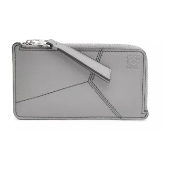 LOEWE Puzzle Smooth Cow Leather Card Holder Wallet Men's Asphalt Gray
