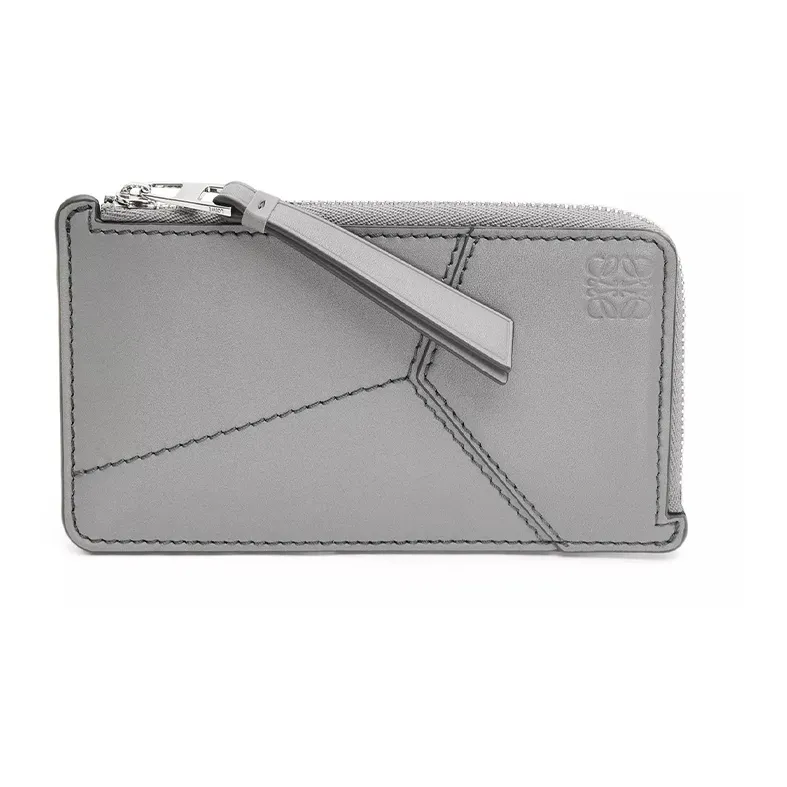 LOEWE Puzzle Smooth Cow Leather Card Holder Wallet Men's Asphalt Gray-0