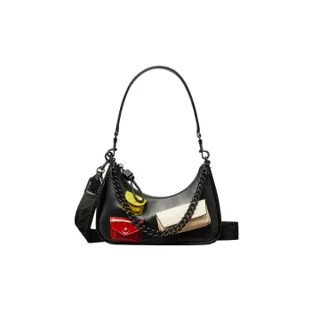 TORY BURCH MERCER Leather Crescent Bag Portable Crossbody Bag Shoulder Bag Women's Black