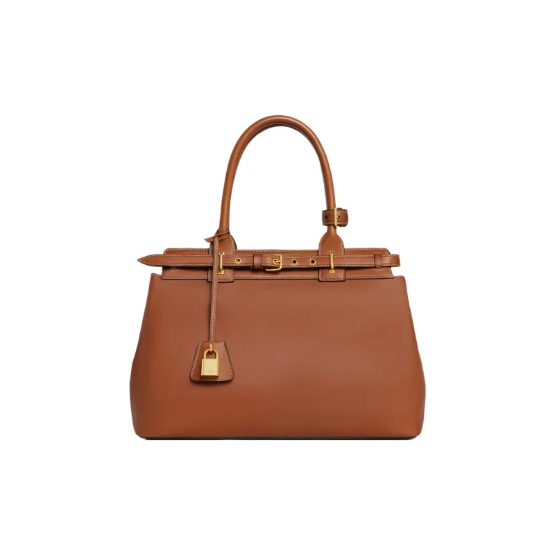CELINE Natural Calfskin Handbag Women's Tawny Brown-0