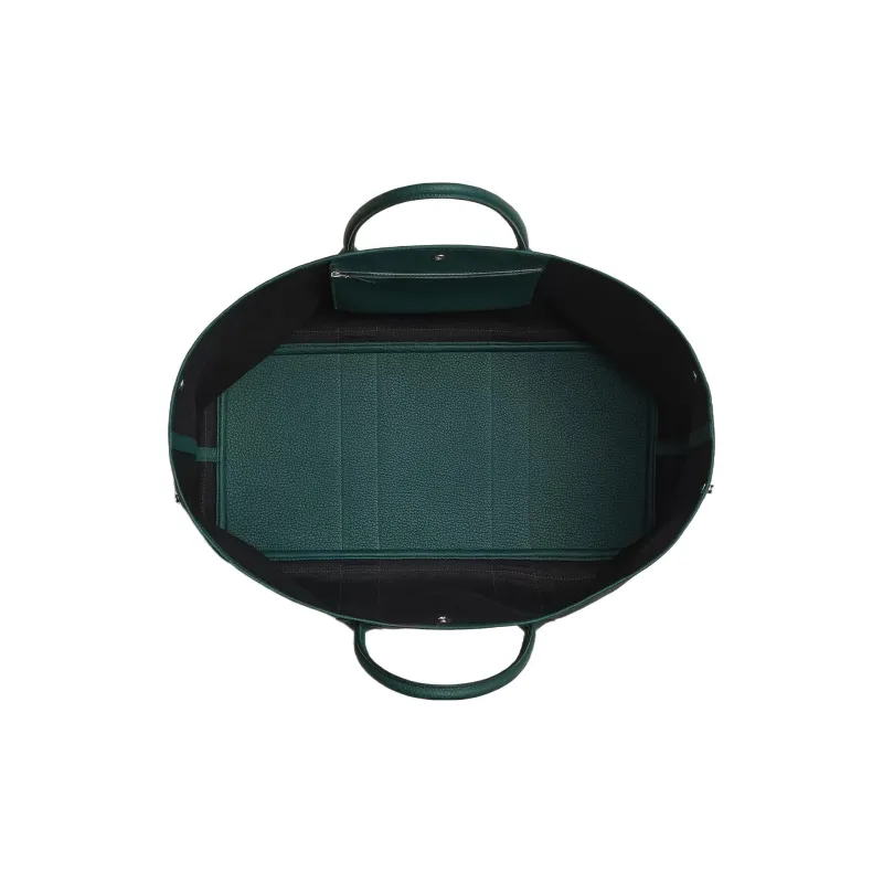 HERMES Garden Party Canvas With Negonda Cow Leather Handbag Regular Men's Black/Fir Green-2
