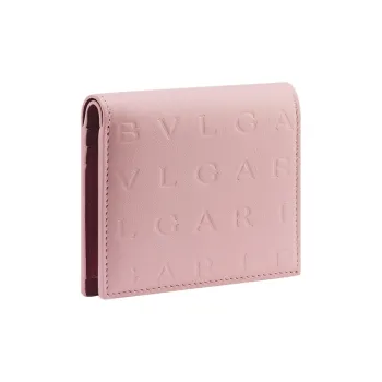 BVLGARI Logo Calfskin Wallet Women's Pink