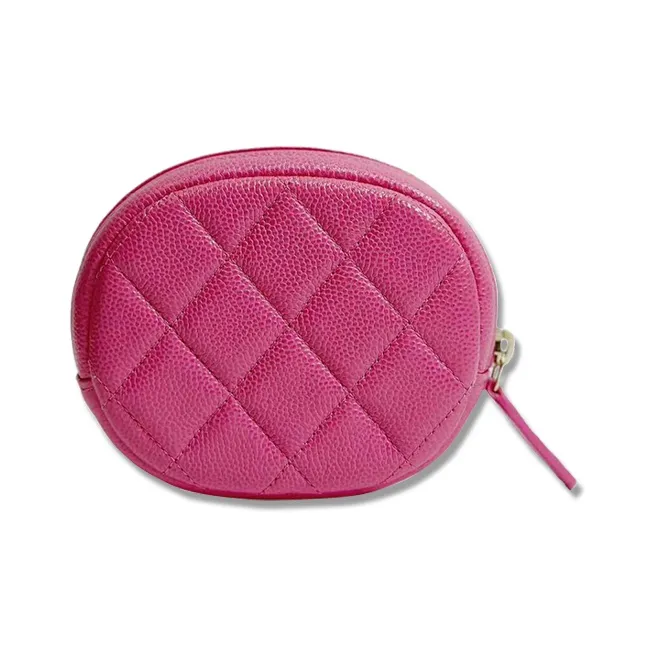 CHANEL Smooth Finish Calfskin Small Round Bag Clutch Coin Purse Women's Peach Pink-1