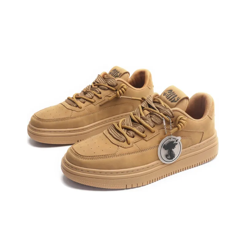 Jifffly Anti Slip Wear Resistant Low Top Skateboard Shoes Unisex Wheat-2