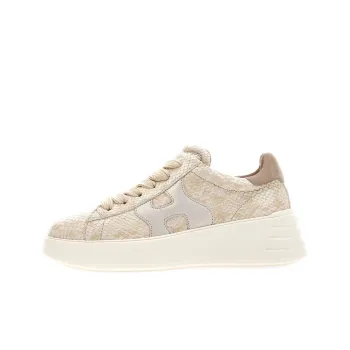 HOGAN Rebel Wear-Resistant Low-Top Sports Casual Shoes Women's Ecru Silver