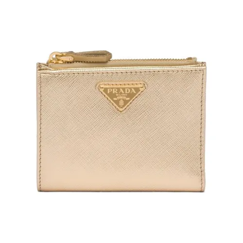 PRADA Saffiano Leather Wallet Small Size Women's Platinum