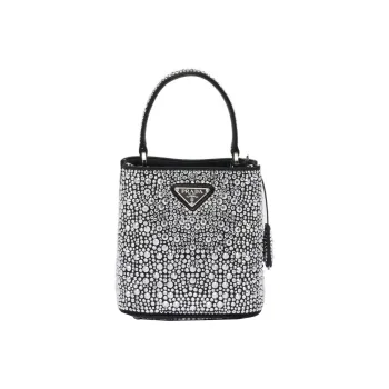 PRADA Panier Fabric Bucket Bag Tote Bag Shopping Bag Shoulder Bag Crossbody Bag Handbag Women's Black/White