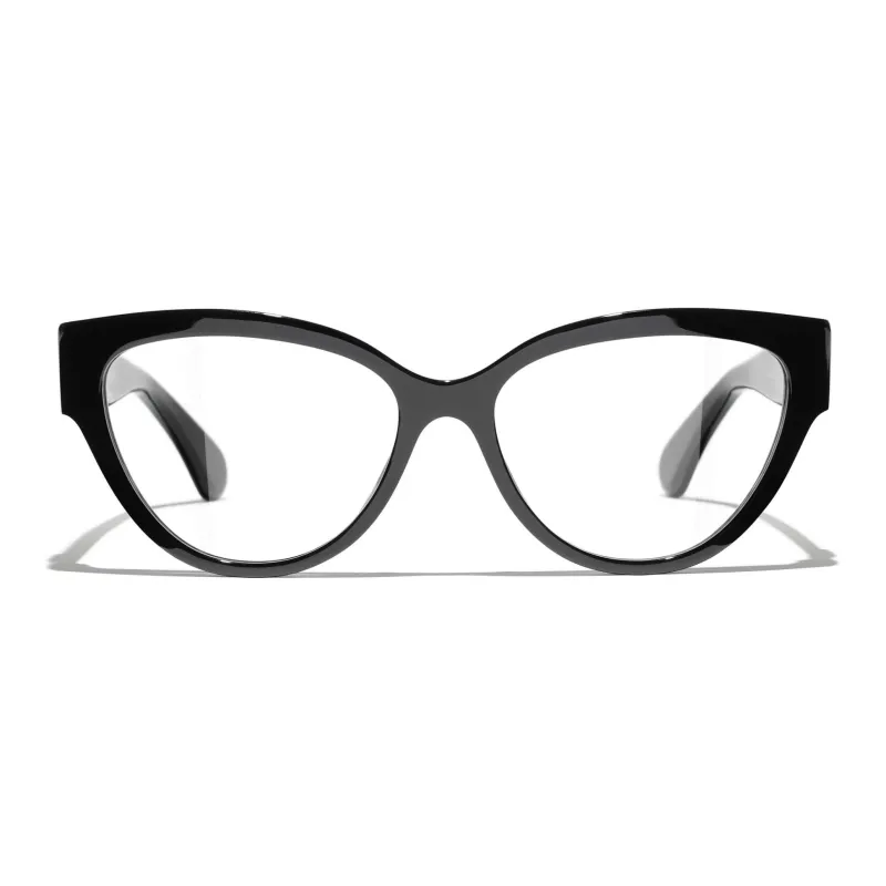 CHANEL Plate Frame Cat Eye Eyeglass Frames Women's Black-0