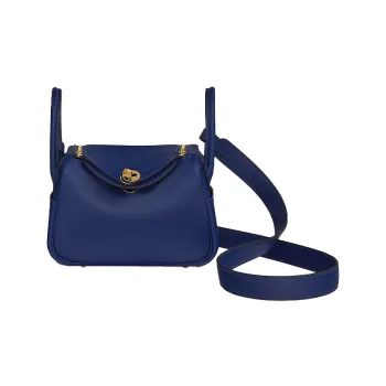 HERMES Lindy Swift Calfskin Handbag Shoulder Bag Crossbody Bag Mini Women's 73 Bleu Saphir Sapphire Blue
