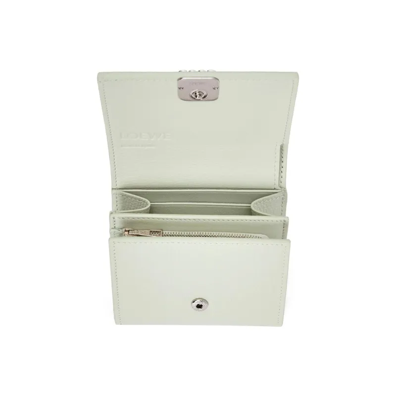 LOEWE Anagram Cow Leather Wallet Small Size Women's Light Celadon-2