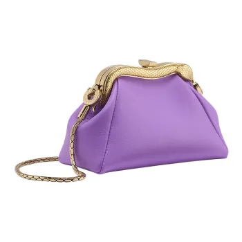 BVLGARI Serpentine Calfskin One Shoulder Crossbody Clutches Mini Women's Purple