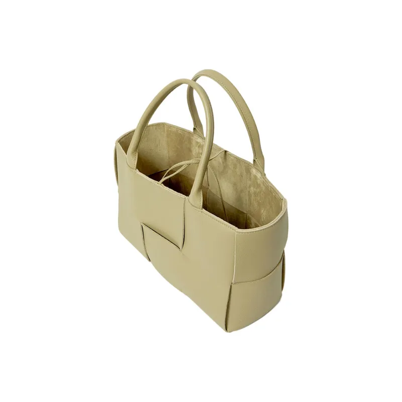 Bottega Veneta ARCO Grained Calfskin Tote Bag Shopping Bag Handbag Small Size Women's Brown Green-3