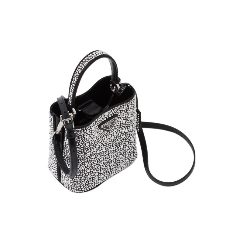 PRADA Panier Fabric Bucket Bag Tote Bag Shopping Bag Shoulder Bag Crossbody Bag Handbag Women's Black/White-1