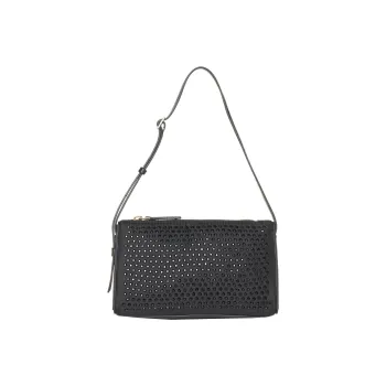 Manu Atelier Prism Canvas Calfskin With Leather Detail Shoulder Bag Canvas Bag Handbag Shoulder Bag Women's Black