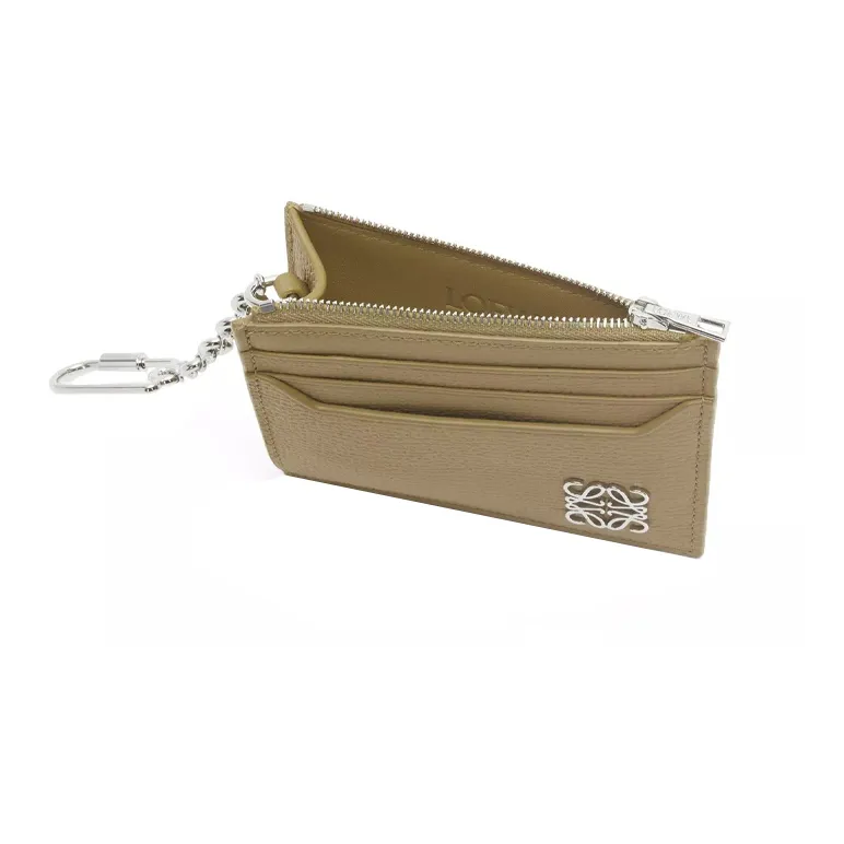 LOEWE Anagram Pebbled Cow Leather Card Holder Women's Daylily Green-3