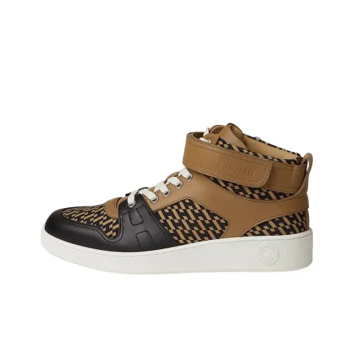 HERMES Skateboard Shoes Men Mid-Top Brown