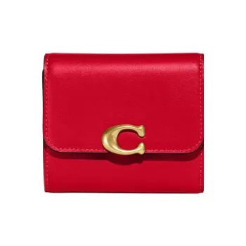 COACH Bandit Calfskin Card Holder Wallet Women's Red