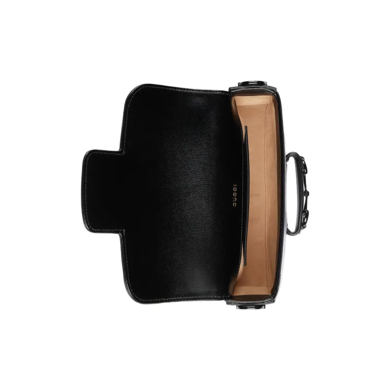 GUCCI Horsebit 1955 Leather Crossbody Bag, Shoulder Bag Women's Black-6